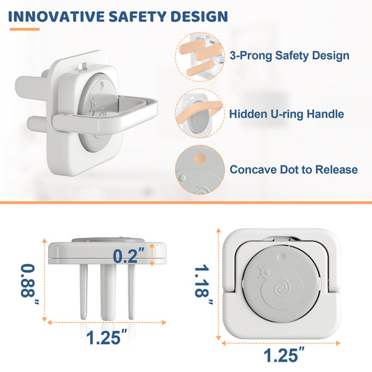 4our Kiddies 45 Pack Baby Proof Plug Covers with Hidden Pull Handle (Grey)