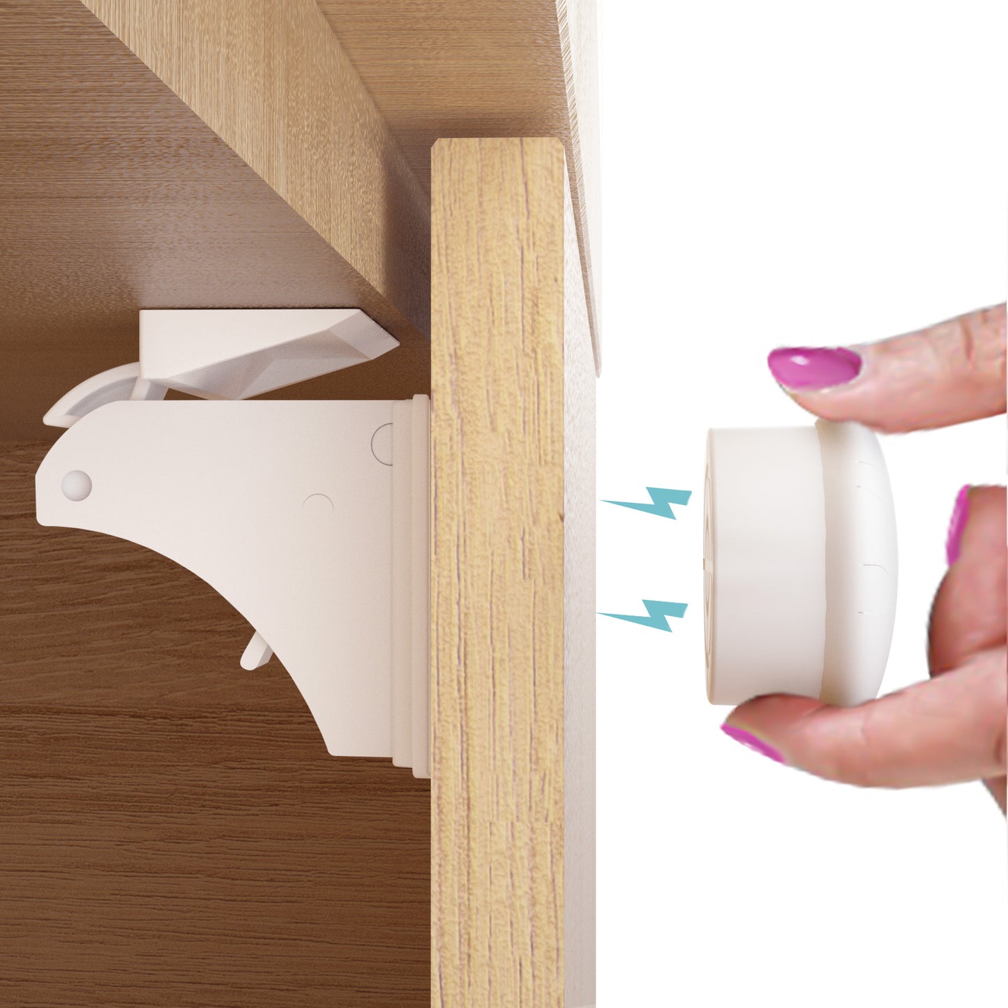 4our Kiddies 12 Pack Child Safety Magnetic Cabinet Locks with 2 Keys, No Drill Baby Proofing Drawer Locks for Baby Safety, Invisible Adhesive Magnetic Cupboard Locks for Kitchen Cabinet and Drawers