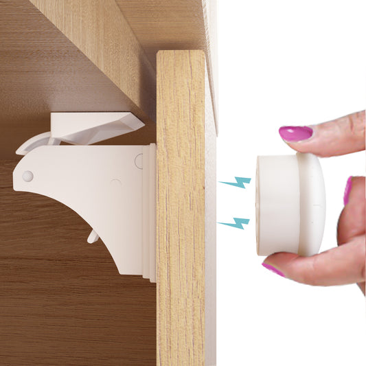 4our Kiddies 12 Pack Child Safety Magnetic Cabinet Locks with 2 Keys, No Drill Baby Proofing Drawer Locks for Baby Safety, Invisible Adhesive Magnetic Cupboard Locks for Kitchen Cabinet and Drawers