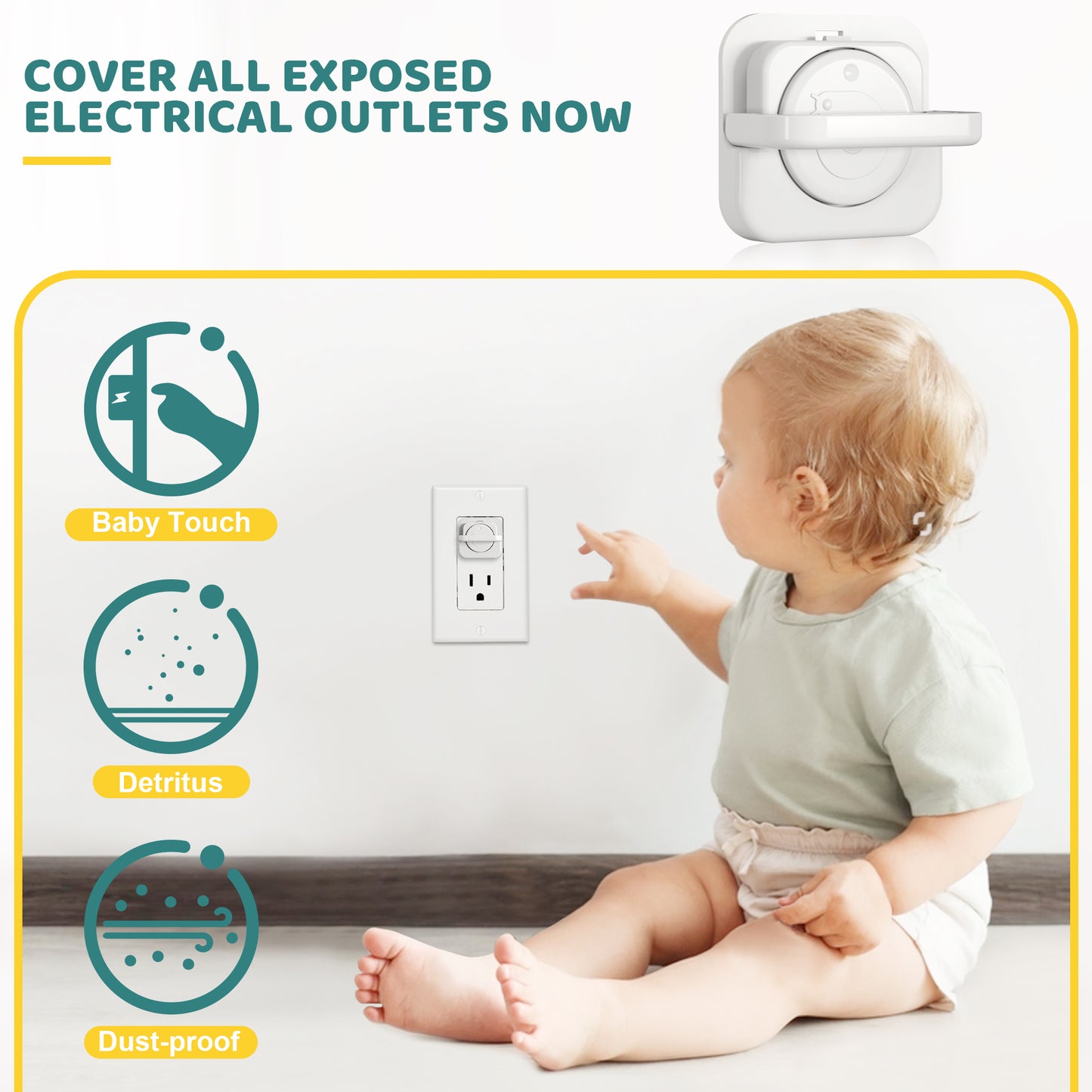 4our Kiddies 45 Pack Outlet Covers Baby Proofing, Baby Proof Plug Covers with Hidden Pull Handle for Child Safety, Electric Socket Covers, Plug Protectors to Prevent Power Shock(White)