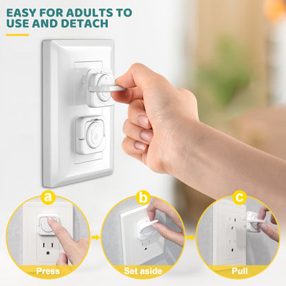 4our Kiddies 45 Pack Outlet Covers Baby Proofing, Baby Proof Plug Covers with Hidden Pull Handle for Child Safety, Electric Socket Covers, Plug Protectors to Prevent Power Shock(White)