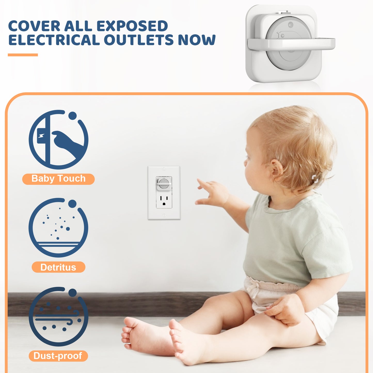 4our Kiddies 45 Pack Outlet Covers Baby Proofing, Baby Proof Plug Covers with Hidden Pull Handle for Child Safety, Electric Socket Covers, Plug Protectors to Prevent Power Shock (Grey)