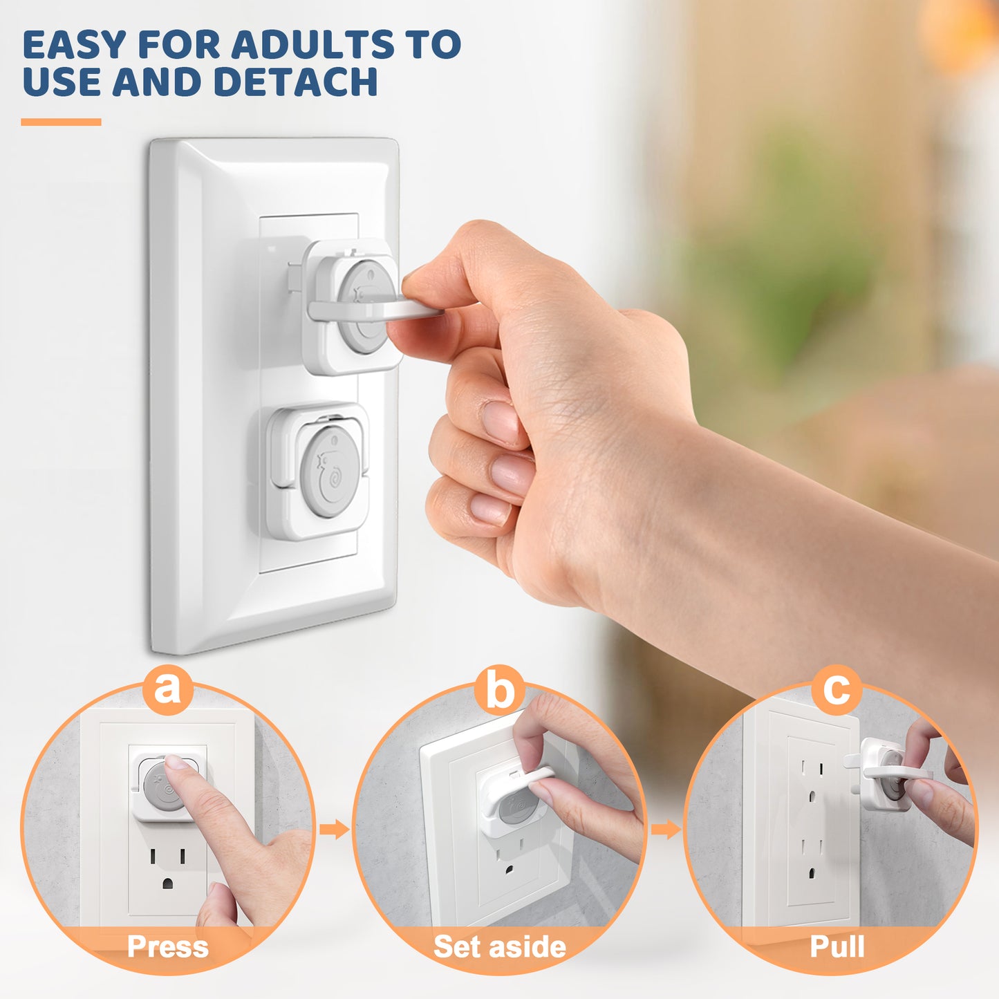 4our Kiddies 45 Pack Outlet Covers Baby Proofing, Baby Proof Plug Covers with Hidden Pull Handle for Child Safety, Electric Socket Covers, Plug Protectors to Prevent Power Shock (Grey)