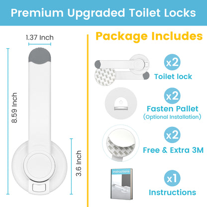 4our Kiddies Baby Toilet Lock for Child Safety, Baby Proof Toilet Seat Lock with Extra Pallet Fit for Most Standard Toilet, Easy Intallation Toilet Lid Lock with Extra 3M Adhesive (2 Pack)
