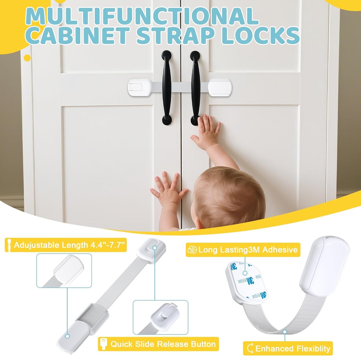 4our Kiddies Baby Proofing Kit 56 Pack, Child Safety Essentials with Cabinet Locks, Outlet Covers, Furniture Anchors and Corner Protectors