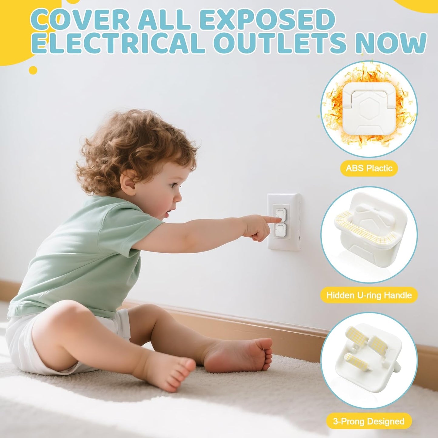 4our Kiddies Baby Proofing Kit 56 Pack, Child Safety Essentials with Cabinet Locks, Outlet Covers, Furniture Anchors and Corner Protectors