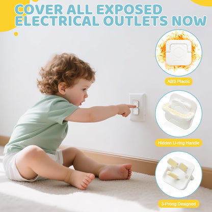 4our Kiddies Baby Proofing Kit 56 Pack, Child Safety Essentials with Cabinet Locks, Outlet Covers, Furniture Anchors and Corner Protectors