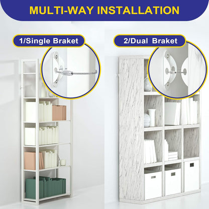 4our Kiddies Furniture Anchors (10 Pack), Furniture Straps for Baby Proofing, Secure 400 Pound Furniture to Wall Prevent Falling, Anti Tip Earthquake Straps for Child Safety (White)
