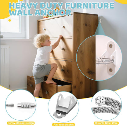 4our Kiddies Baby Proofing Kit 56 Pack, Child Safety Essentials with Cabinet Locks, Outlet Covers, Furniture Anchors and Corner Protectors